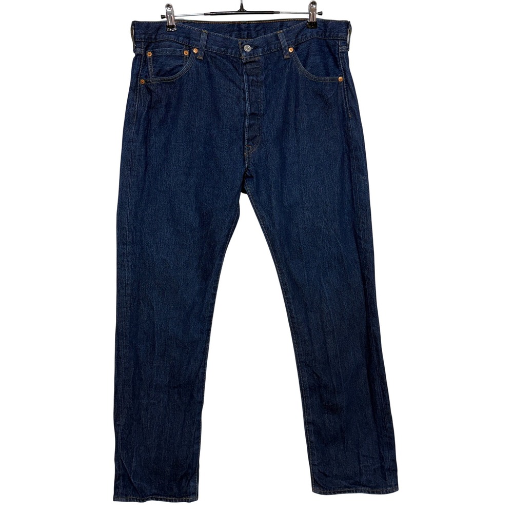 *Levis 501 Jeans Men Measures 38x32 Tag 38x34 Blue Denim Button Fly Dark Wash